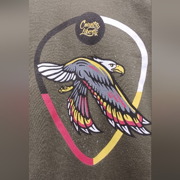 Country Liberty Large Olive Green Eagle Hoodie - Picture 2 of 4